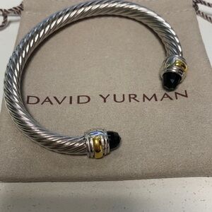 David Yurman Silver and Gold Bracelet with Black Accents 7mm